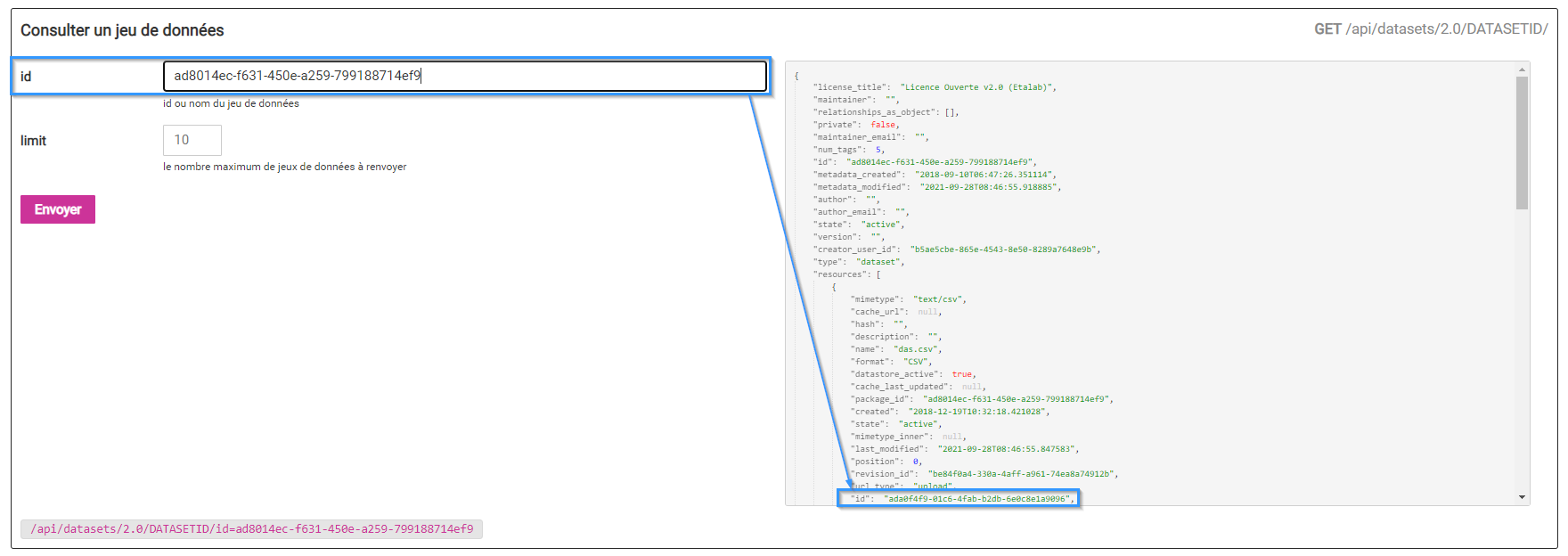 q=package_id et résultat id dans resources